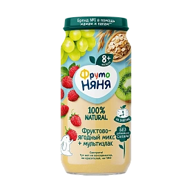 Пюре ФрутоНяня фруктово-ягодный микс + мультизлак
