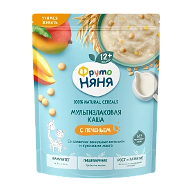 Каша сухая молочная мультизлаковая со сливочно-ванильным печеньем и кусочками манго