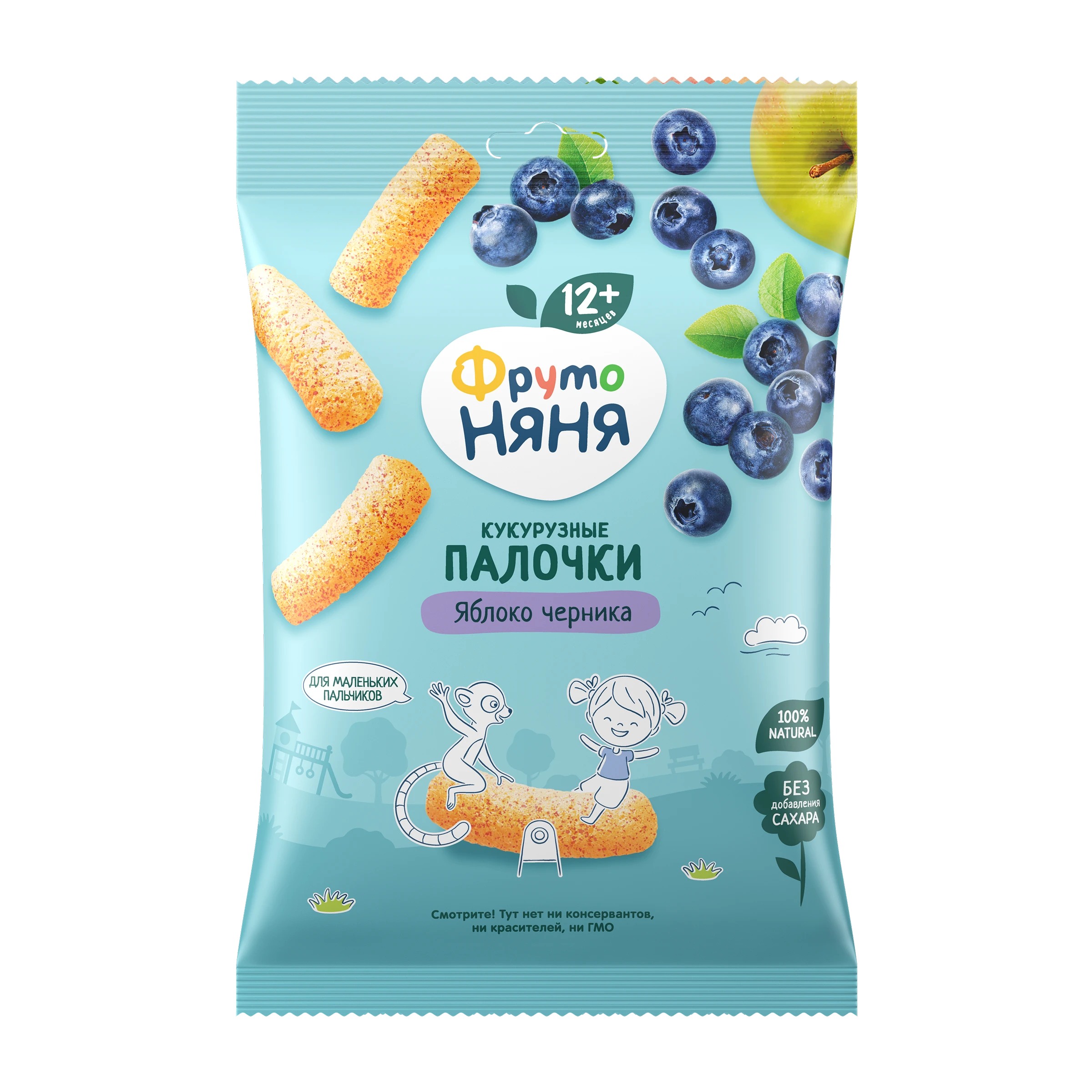 Кукурузные палочки с яблоком и черникой