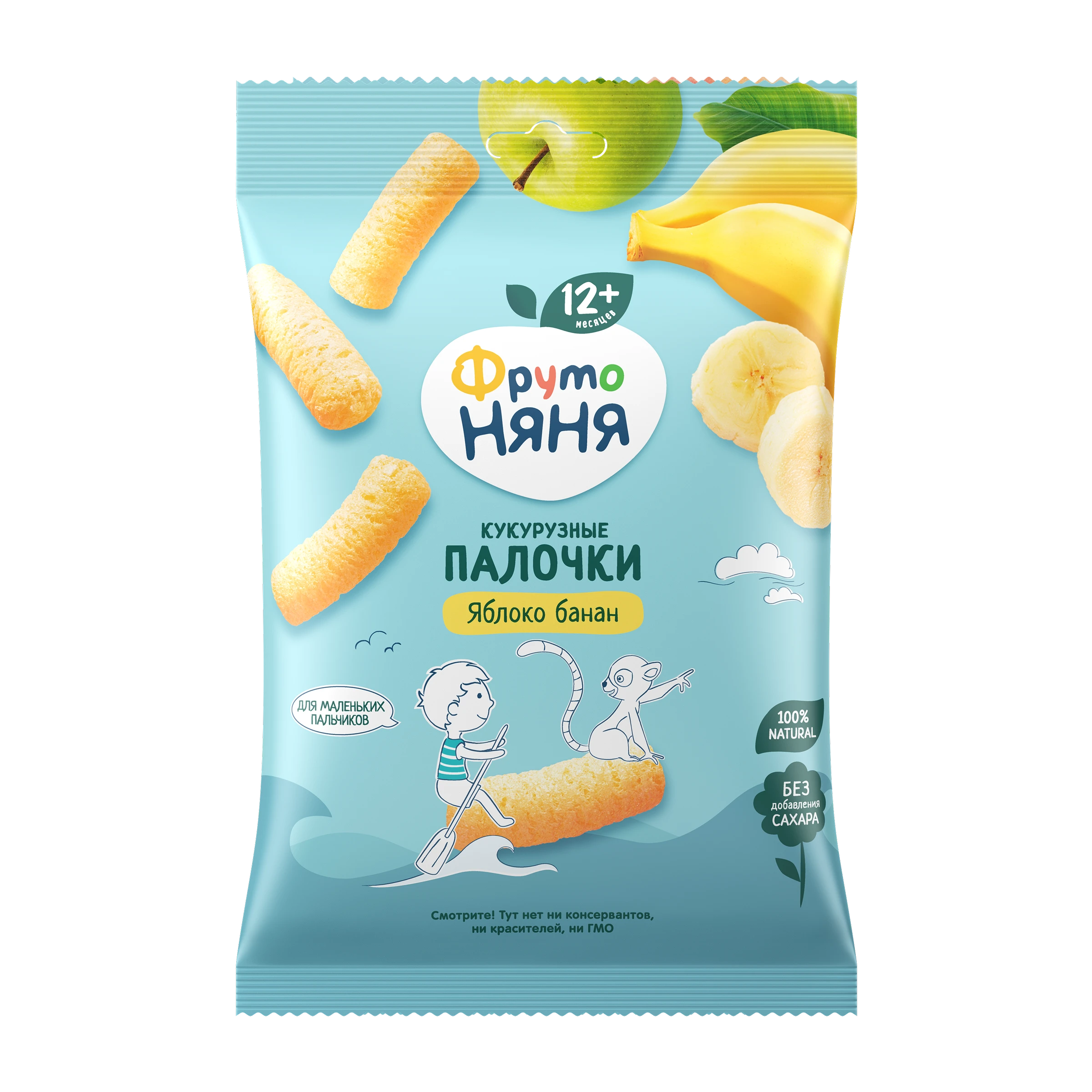 Кукурузные палочки с яблоком и бананом