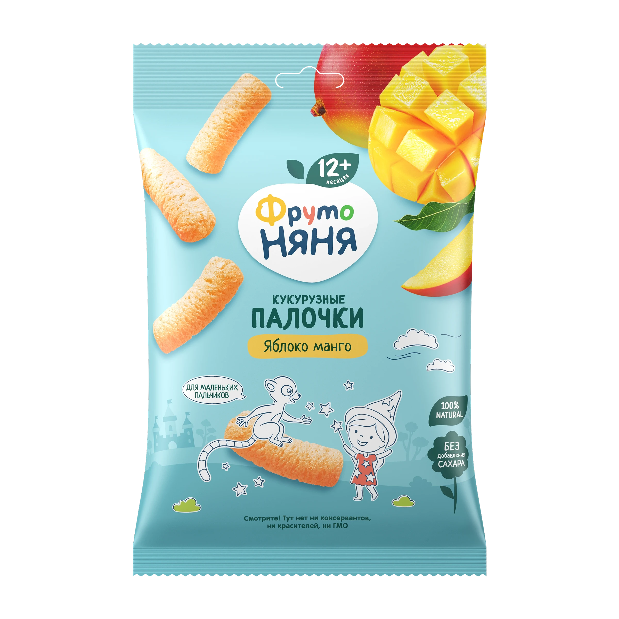 Кукурузные палочки с яблоком и манго
